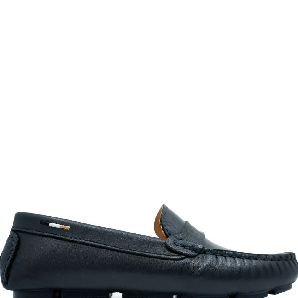 HUGO BOSS Blue Leather Logo Loafer New