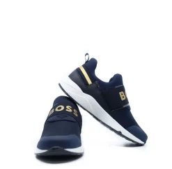 HUGO BOSS Navy and Gold Elastic Sneaker Fashion