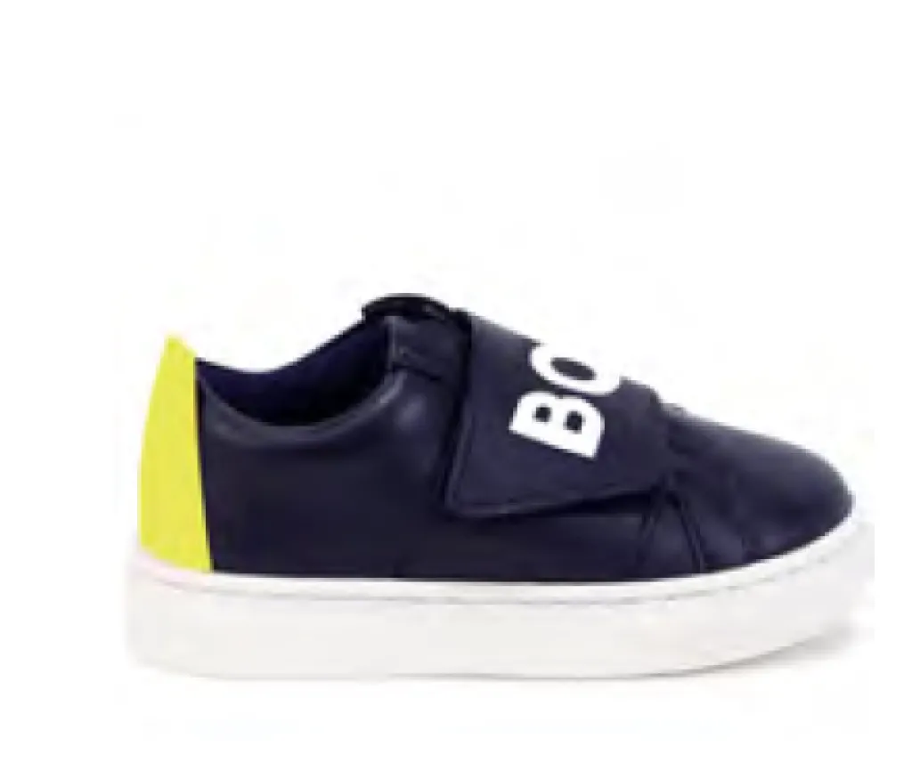 HUGO BOSS Navy Velcro Baby Sneaker Discount