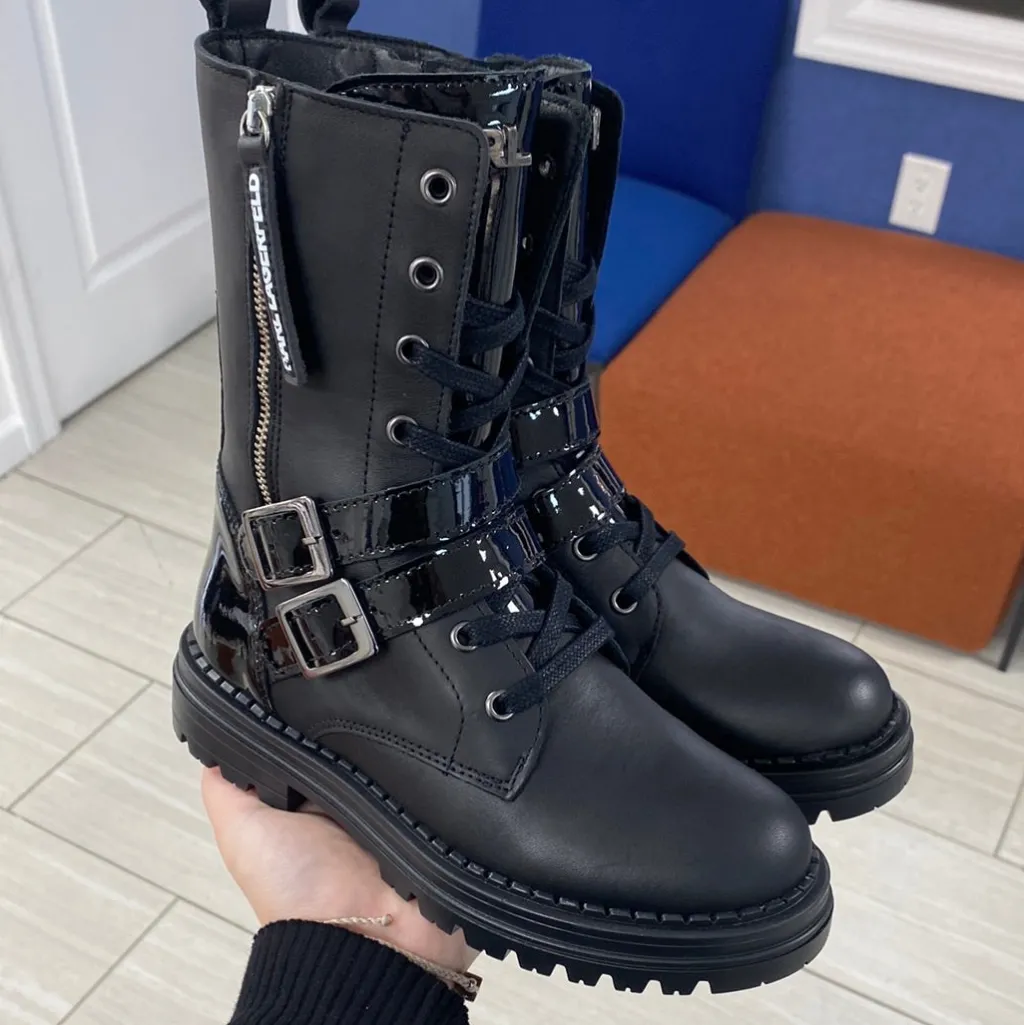 Karl Lagerfeld Black Double Zipper Boot Best