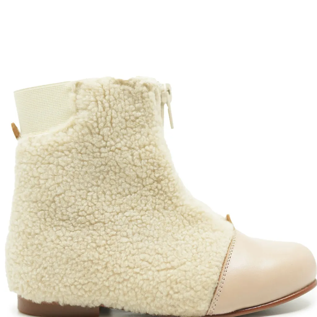 LMDI Collection LMDI Beige Sherpa Captoe Zipper Bootie Sale