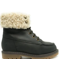 LMDI Collection LMDI Black and Shearling Lace Up Bootie New