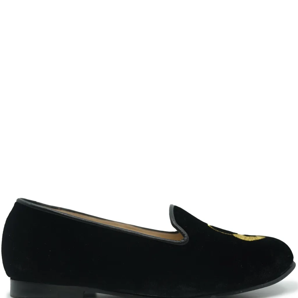LMDI Collection LMDI Black Velvet Lock and Key Embroidered Loafer Outlet