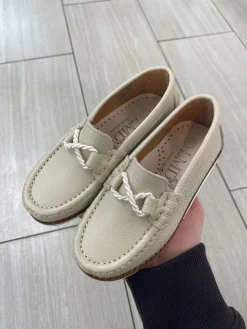 LMDI Collection LMDI Cream Leather Rope Boat Loafer Outlet
