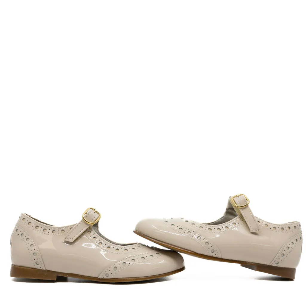 LMDI Collection LMDI Cream Patent Wingtip Mary Jane New