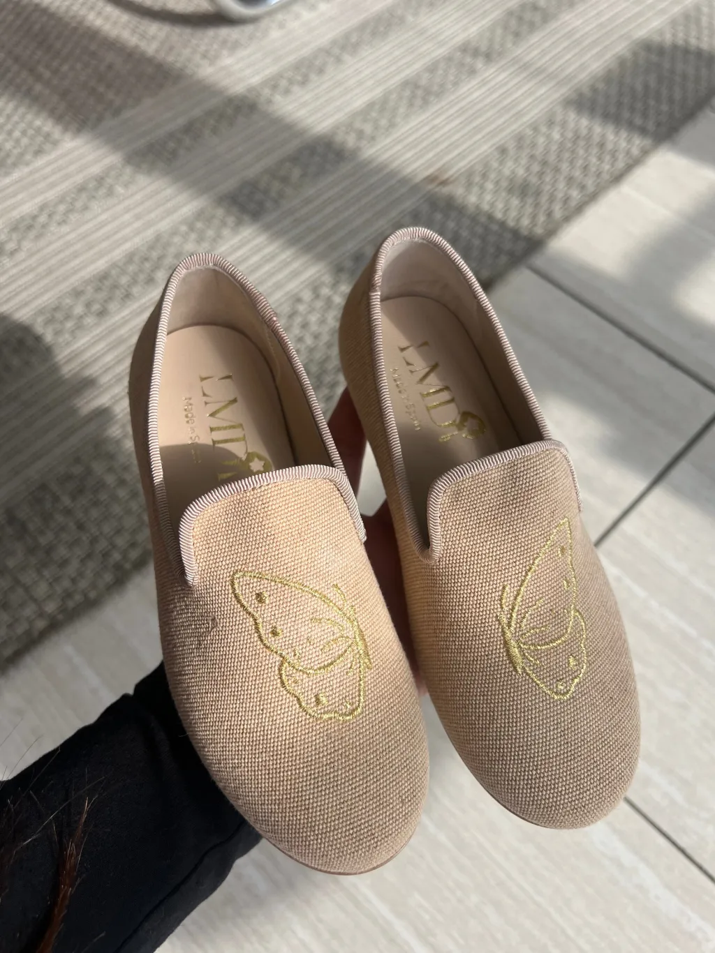 LMDI Collection LMDI Sand Linen Butterfly Smoking Loafer Sale