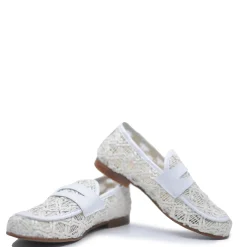 LMDI Collection LMDI White Leather Weave Penny Loafer Sale