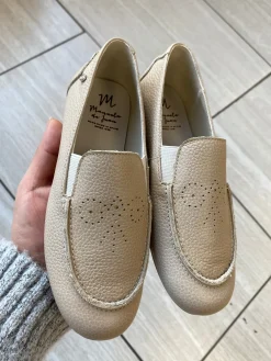 Manuela De Juan Manuela Beige Embossed Loafer New