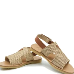 Manuela De Juan Manuela Beige Rafia Velcro Sandal Discount