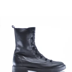 Manuela De Juan Manuela Black Leather Button Boot Outlet