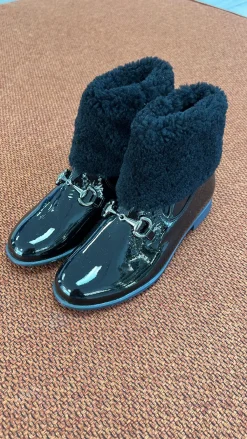 Manuela De Juan Manuela Black Patent Fur Bootie Fashion