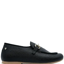 Manuela De Juan Manuela Black Textured Buckle Loafer Best