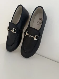 Manuela De Juan Manuela Black Textured Buckle Loafer Best