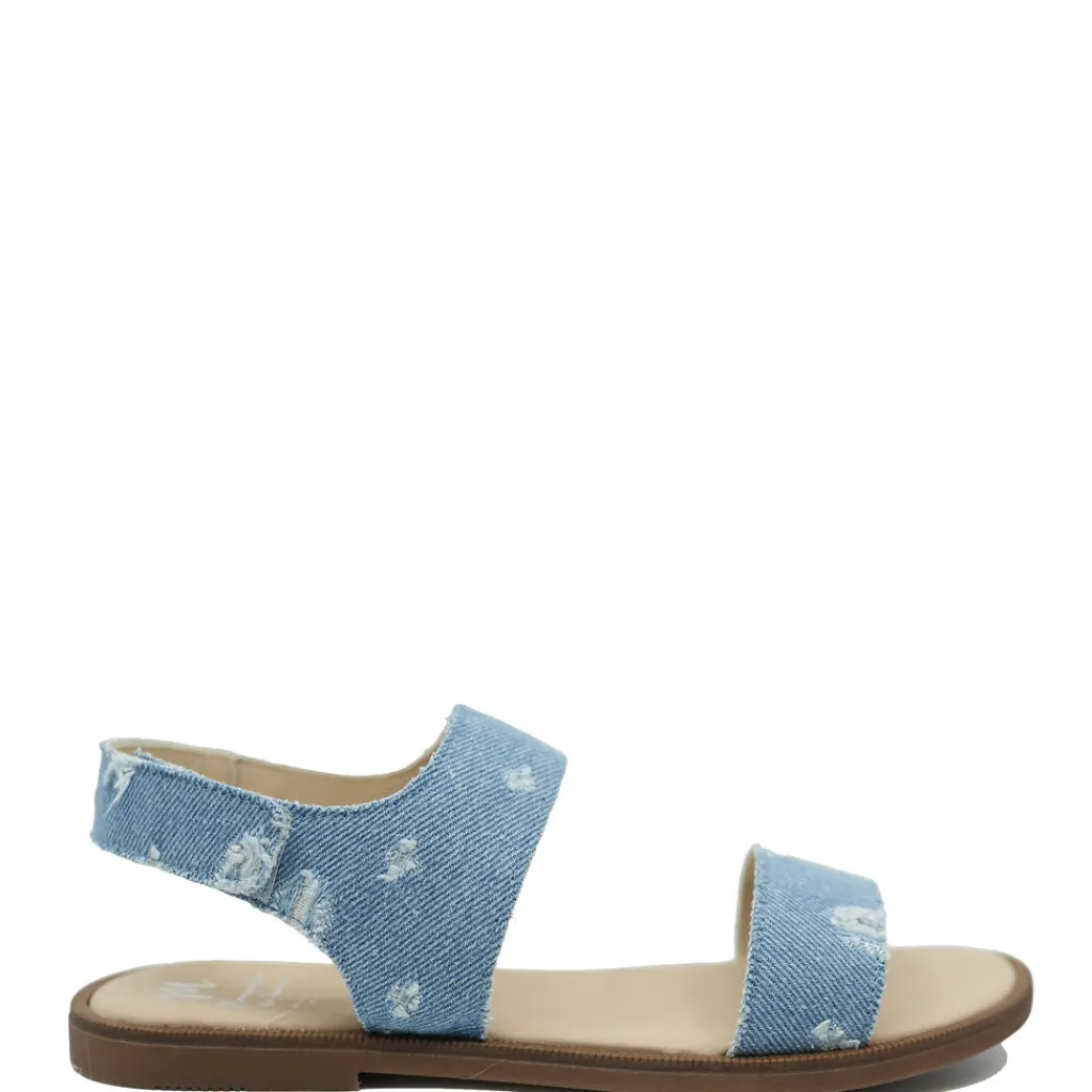 Manuela De Juan Manuela Blue Denim Velcro Sandal New