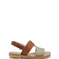 Manuela De Juan Manuela Brown and Taupe Herringbone Sandal Hot
