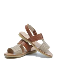 Manuela De Juan Manuela Brown and Taupe Herringbone Sandal Hot