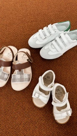 Manuela De Juan Manuela Brown Checked Velcro Sandal Fashion