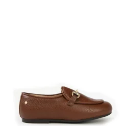 Manuela De Juan Manuela Brown Pebbled Buckle Loafer Hot