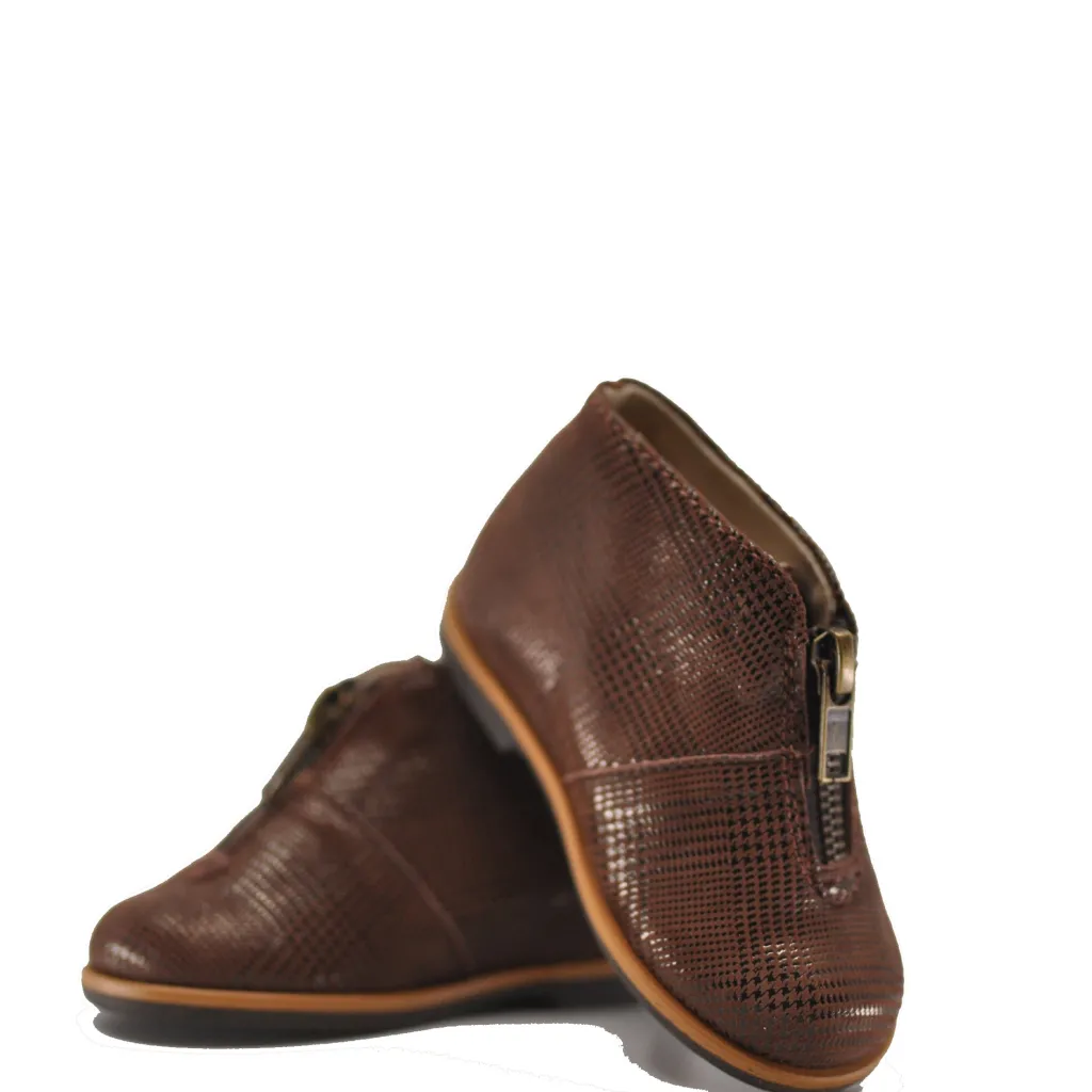 Manuela De Juan Manuela Brown Scottish Zipper Bootie Discount