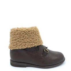 Manuela De Juan Manuela Brown Textured Fur Zipper Boot Clearance