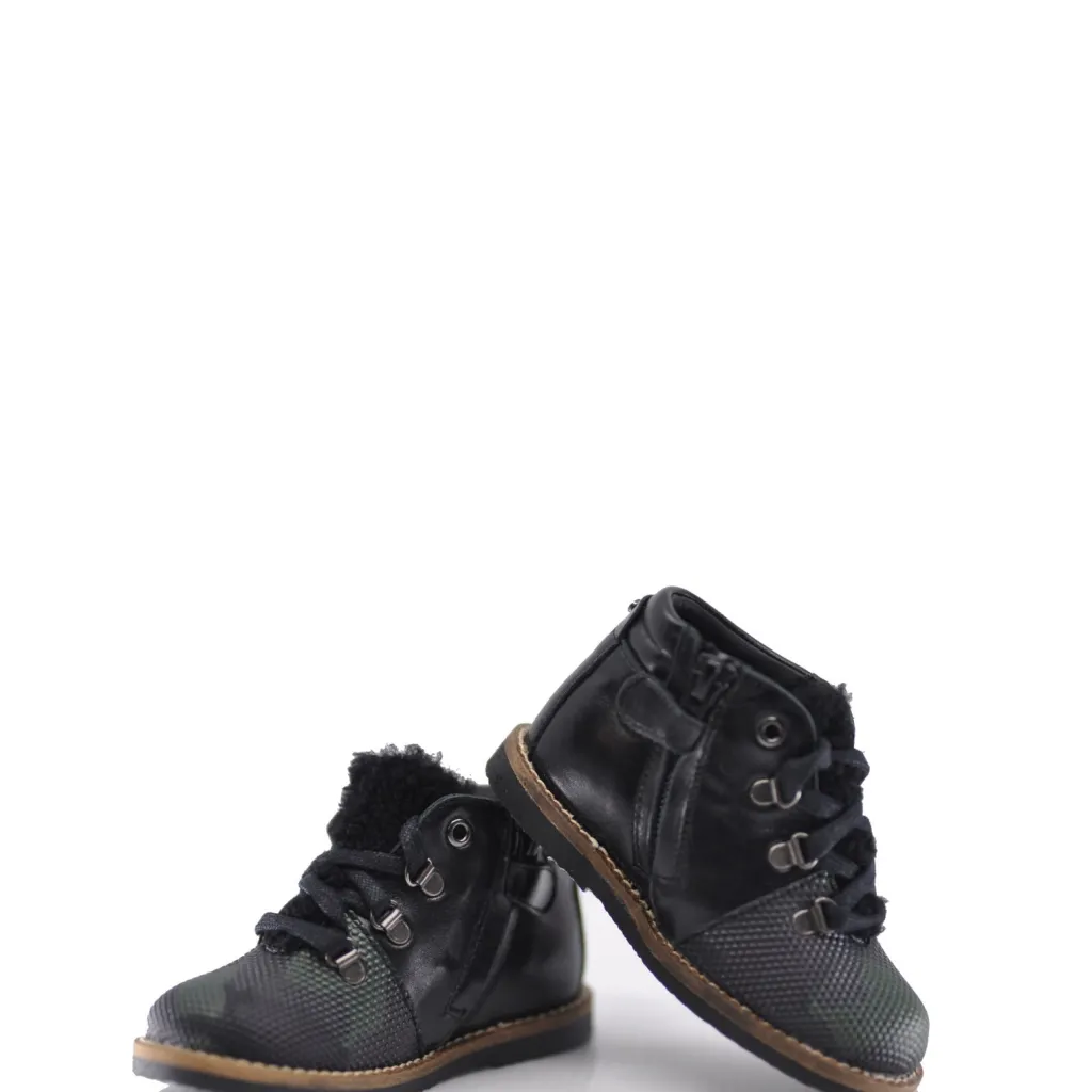 Manuela De Juan Manuela Camo and Fur Bootie New
