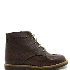 Manuela De Juan Manuela Chocolate Pebbled Wingtip Bootie Clearance