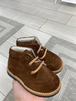 Manuela De Juan Manuela Cocoa Suede Wingtip Baby Bootie Hot