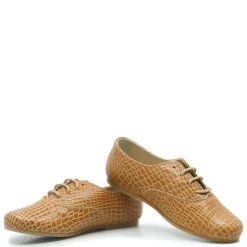 Manuela De Juan Manuela Cognac Croc Lace Up Online