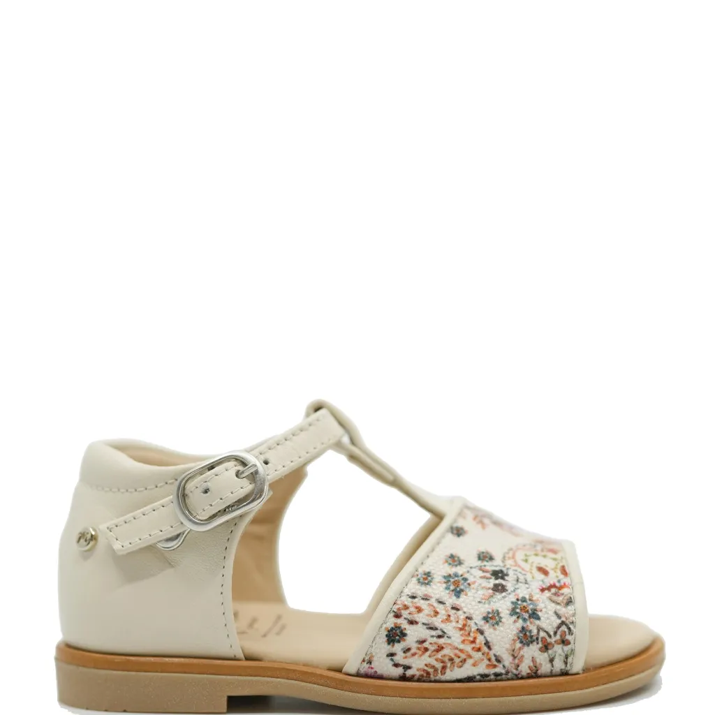 Manuela De Juan Manuela Cream Floral Baby Sandal Clearance