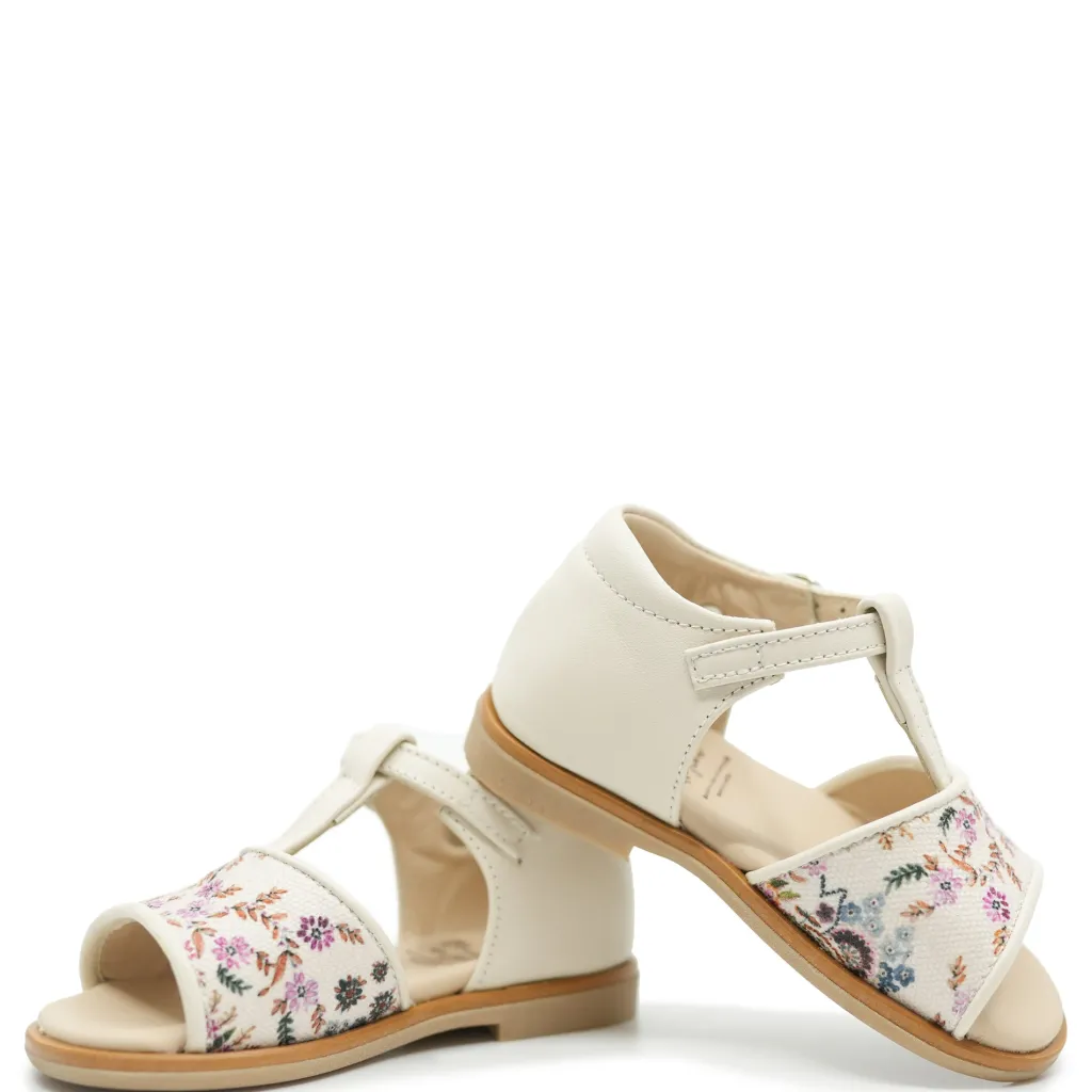 Manuela De Juan Manuela Cream Floral Baby Sandal Clearance