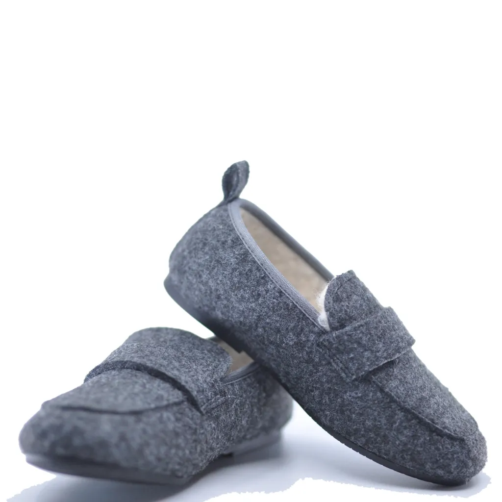Manuela De Juan Manuela Dark Gray Wool Slipper Loafer Hot