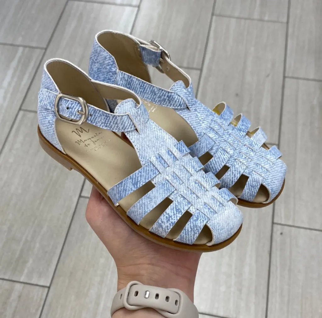Manuela De Juan Manuela Denim Leather Gladiator Sandal Clearance