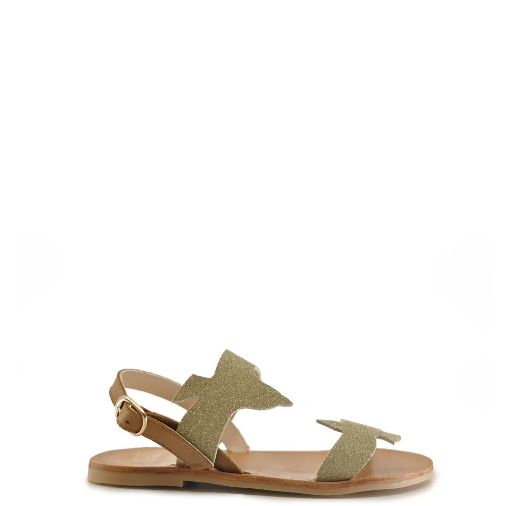 Manuela De Juan Manuela Gold Glitter Bird Sandal Hot