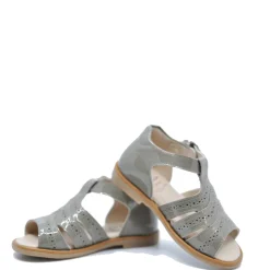 Manuela De Juan Manuela Gray Patent Perforated Sandal Hot