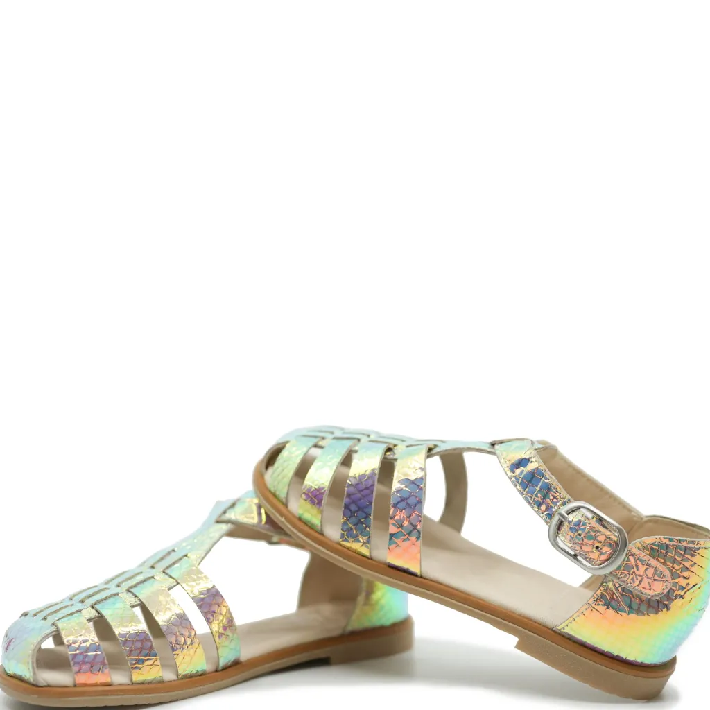 Manuela De Juan Manuela Iridescent Gladiator Sandal Outlet