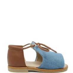 Manuela De Juan Manuela Jean and Camel Lace Baby Sandal Discount
