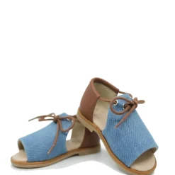 Manuela De Juan Manuela Jean and Camel Lace Baby Sandal Discount