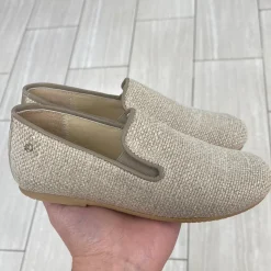 Manuela De Juan Manuela Natural Linen Smoking Loafer New