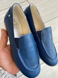Manuela De Juan Manuela Navy Embossed Loafer Best