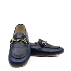 Manuela De Juan Manuela Navy Leather Buckle Loafer Discount