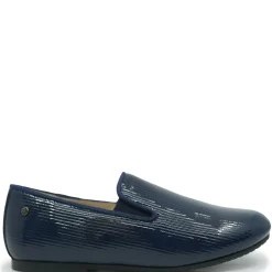 Manuela De Juan Manuela Navy Line Patent Smoking Loafer New