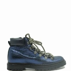 Manuela De Juan Manuela Navy Metallic Combat Boot Hot
