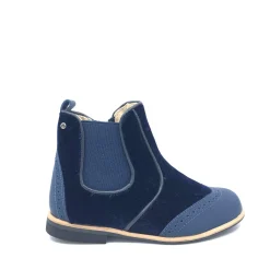 Manuela De Juan Manuela Navy Rubber and Velvet Wingtip Bootie Fashion