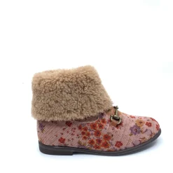 Manuela De Juan Manuela Old Rose Floral Fur Zipper Boot Fashion
