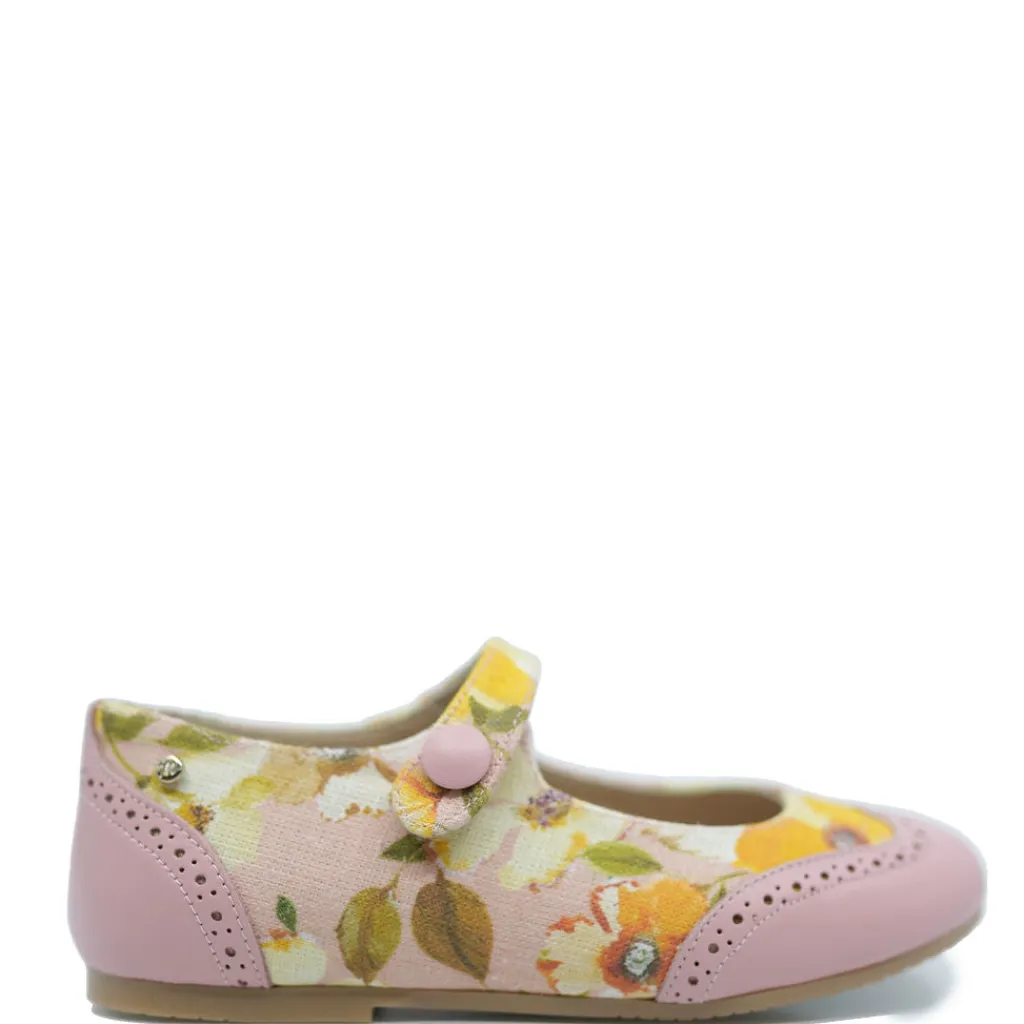 Manuela De Juan Manuela Pink Floral Wingtip Mary Jane Discount