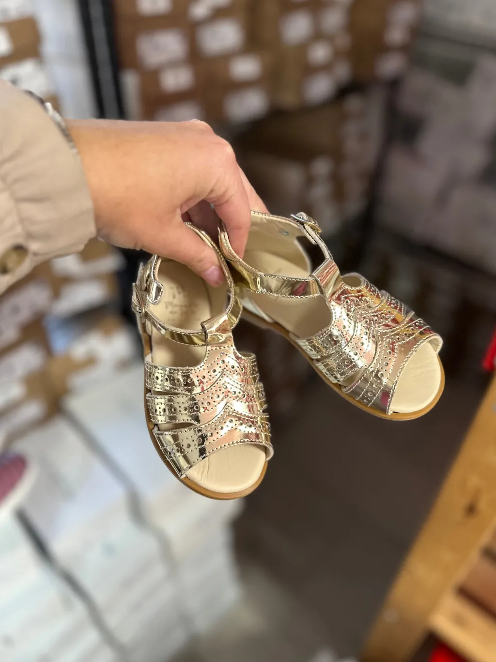 Manuela De Juan Manuela Platinum Mirror Baby Sandal Hot