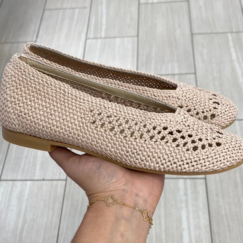 Manuela De Juan Manuela Taupe Crochet Flat Clearance
