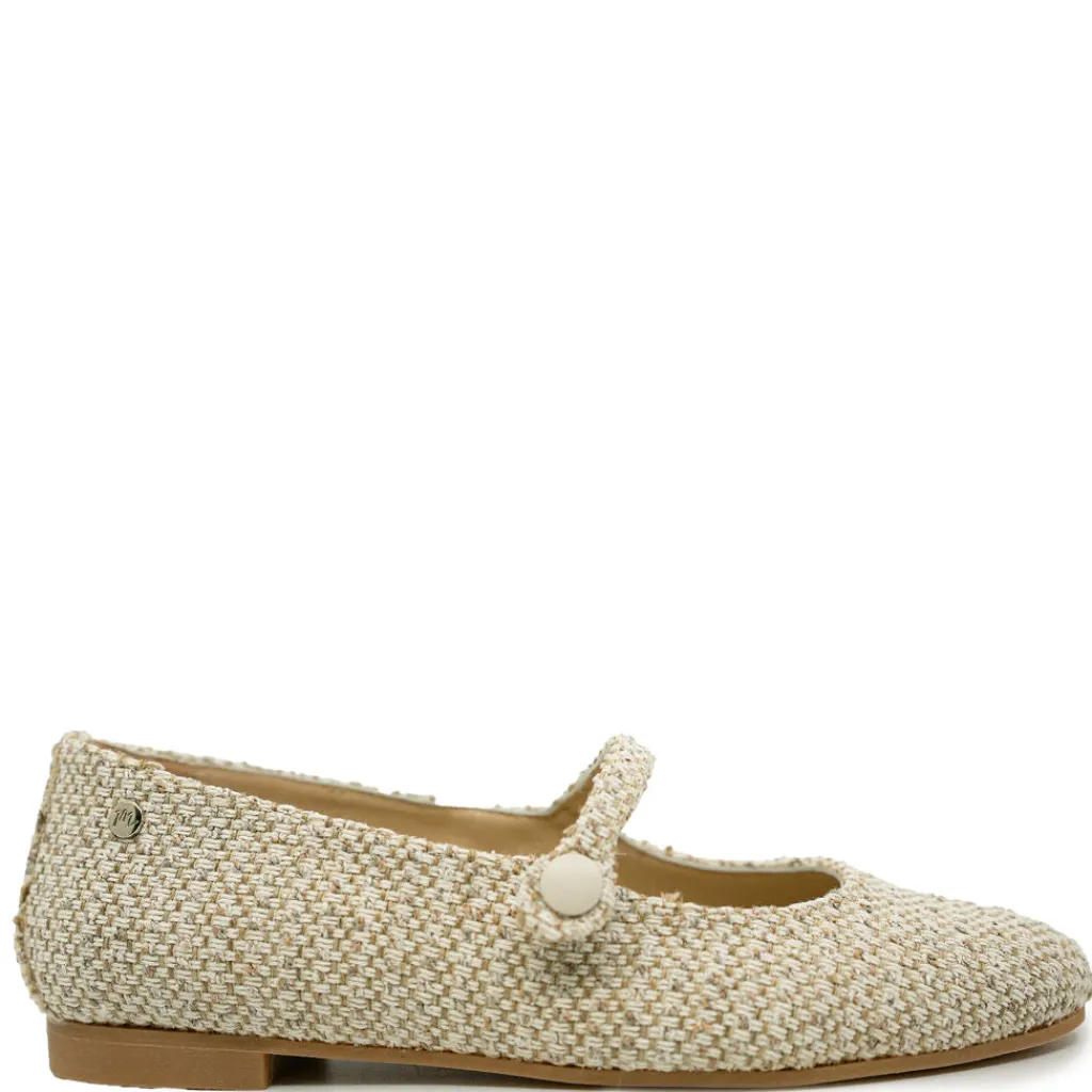 Manuela De Juan Manuela Taupe Textile Mary Jane Clearance