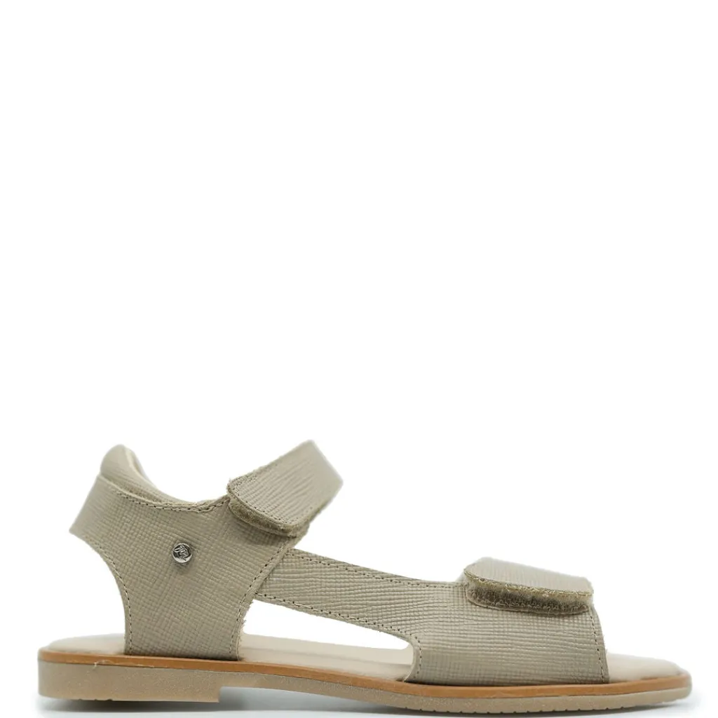 Manuela De Juan Manuela Taupe Textured Velcro Sandal Discount