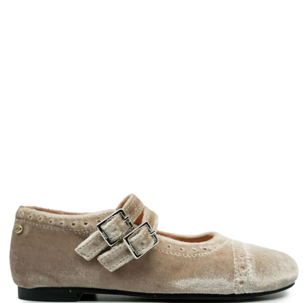 Manuela De Juan Manuela Taupe Velvet Double Strap Mary Jane Online